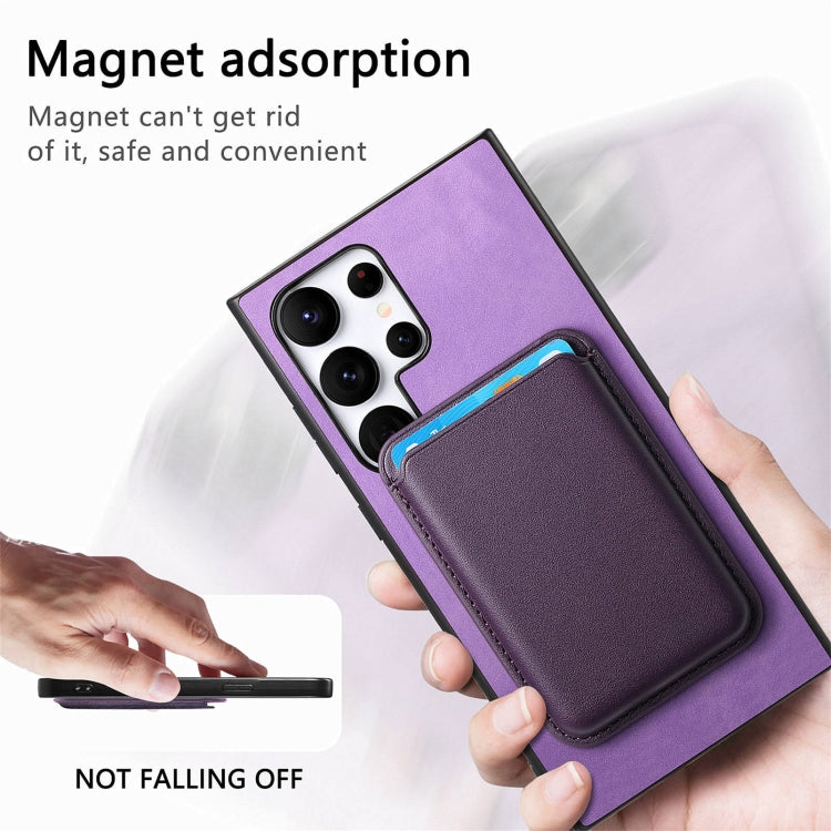For Samsung Galaxy S25 Ultra 5G Retro Magsafe Card Bag PU Back Cover Phone Case