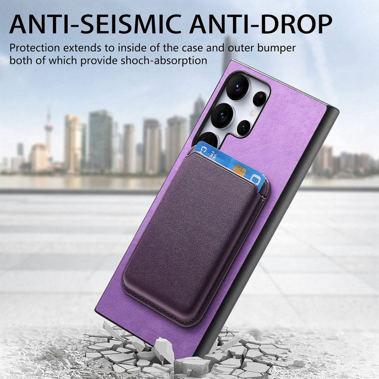 For Samsung Galaxy S25 Ultra 5G Retro Magsafe Card Bag PU Back Cover Phone Case