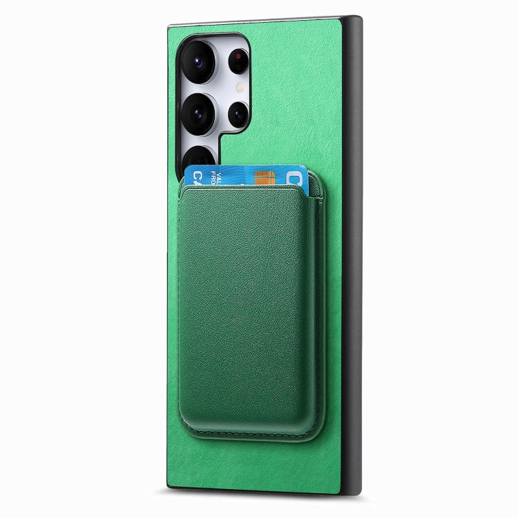 For Samsung Galaxy S25 Ultra 5G Retro Magsafe Card Bag PU Back Cover Phone Case