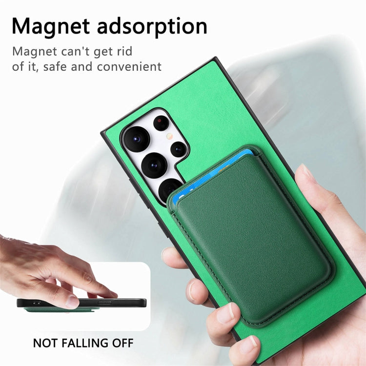 For Samsung Galaxy S25 Ultra 5G Retro Magsafe Card Bag PU Back Cover Phone Case