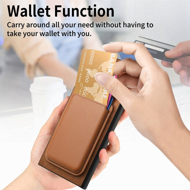 For Samsung Galaxy S25 Ultra 5G Retro Magsafe Card Bag PU Back Cover Phone Case