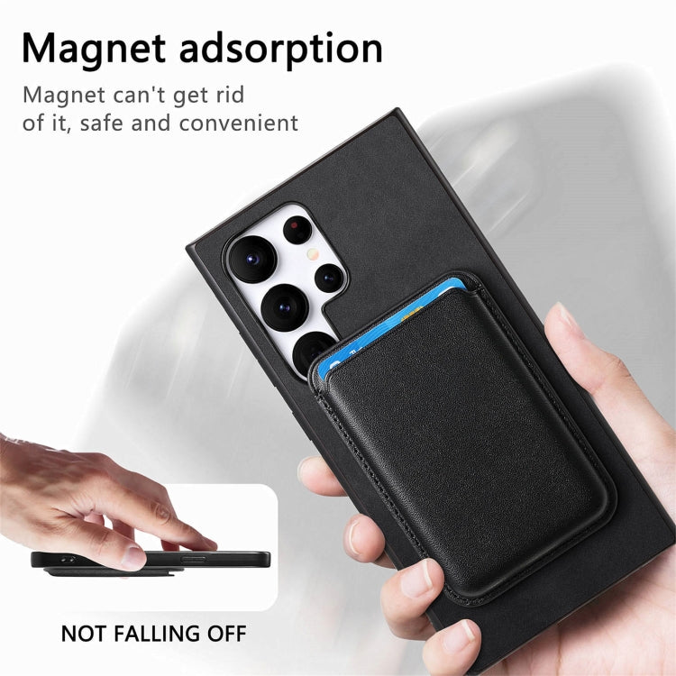 For Samsung Galaxy S25 Ultra 5G Retro Magsafe Card Bag PU Back Cover Phone Case
