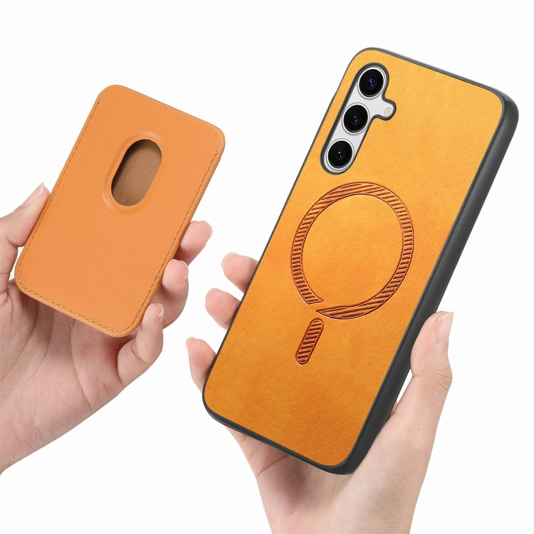 For Samsung Galaxy S24 FE 5G Retro Magsafe Card Bag PU Back Cover Phone Case