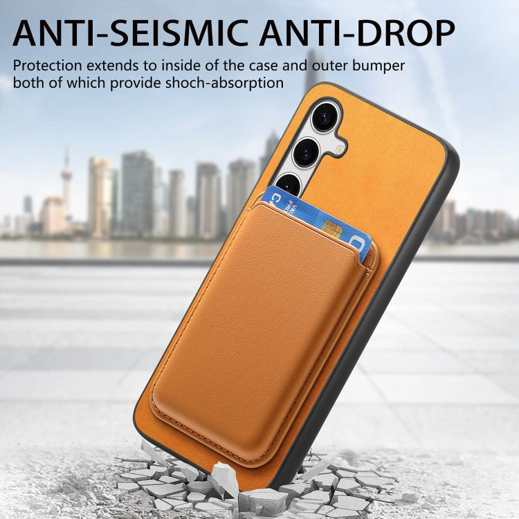 For Samsung Galaxy S24 FE 5G Retro Magsafe Card Bag PU Back Cover Phone Case