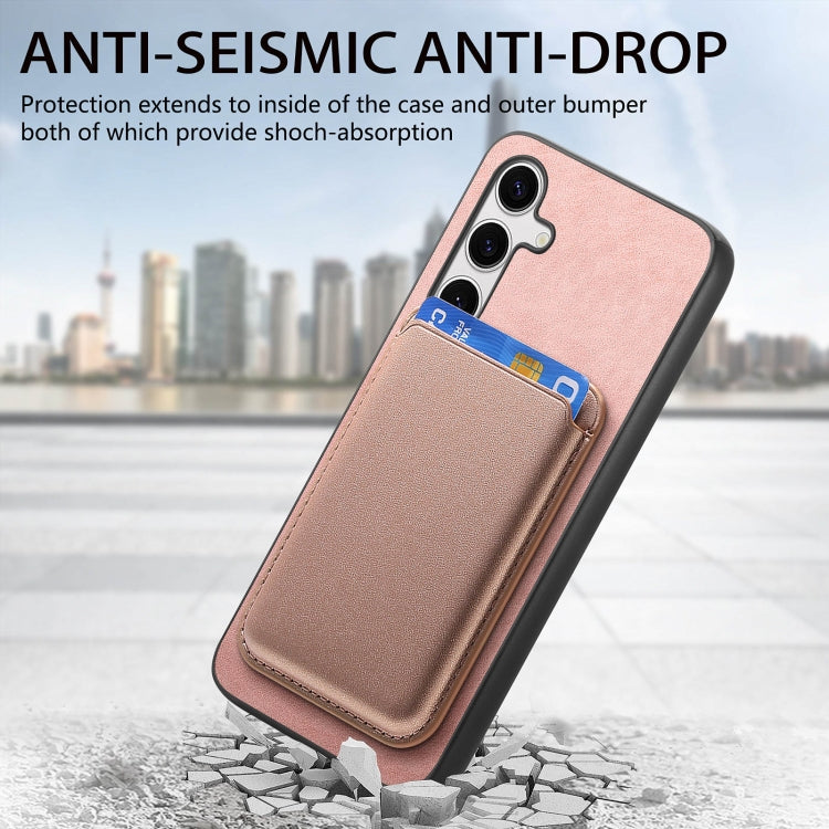 For Samsung Galaxy S24 FE 5G Retro Magsafe Card Bag PU Back Cover Phone Case