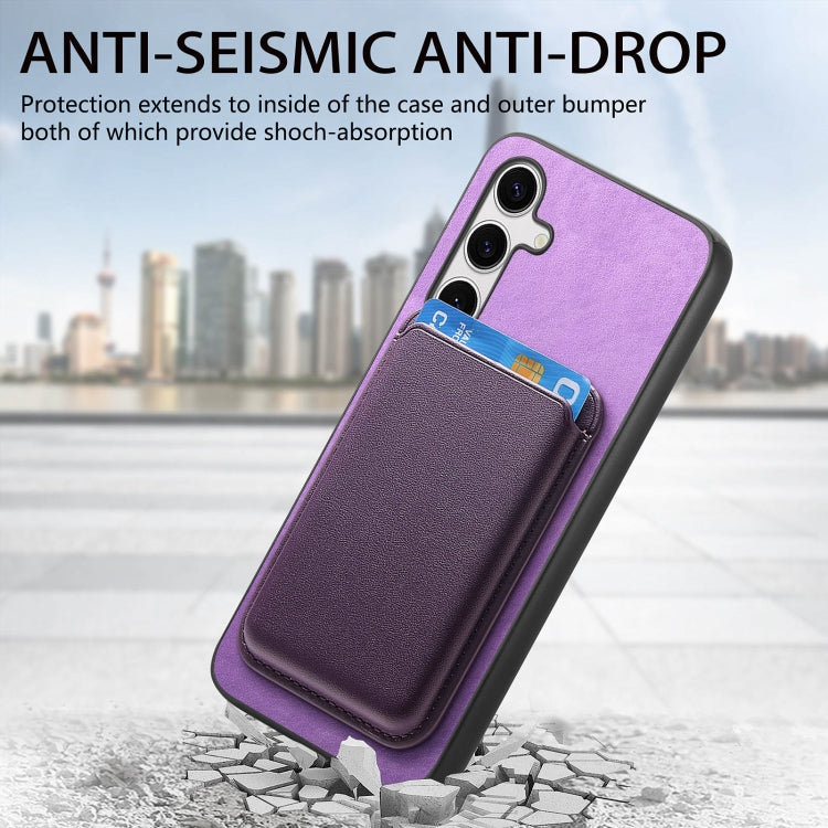For Samsung Galaxy S24 FE 5G Retro Magsafe Card Bag PU Back Cover Phone Case
