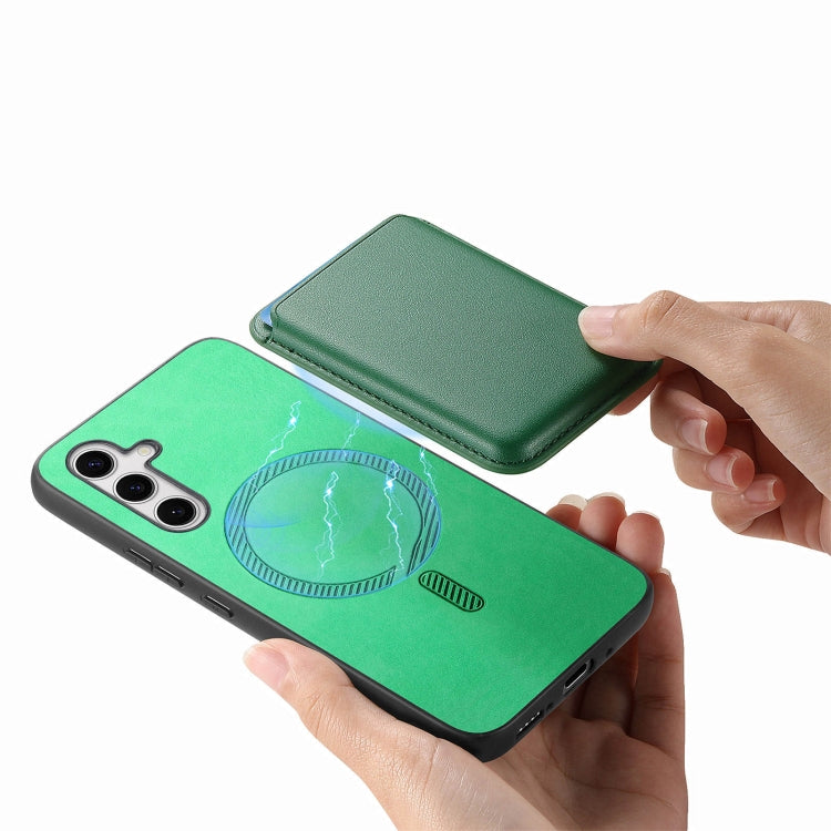 For Samsung Galaxy S24 FE 5G Retro Magsafe Card Bag PU Back Cover Phone Case