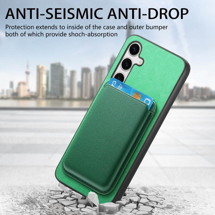 For Samsung Galaxy S24 FE 5G Retro Magsafe Card Bag PU Back Cover Phone Case