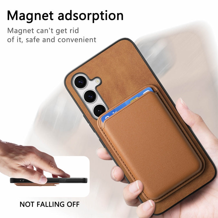 For Samsung Galaxy S24 FE 5G Retro Magsafe Card Bag PU Back Cover Phone Case