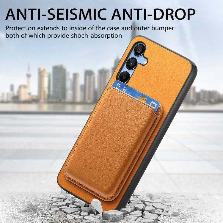 For Samsung Galaxy A16 Retro Magsafe Card Bag PU Back Cover Phone Case