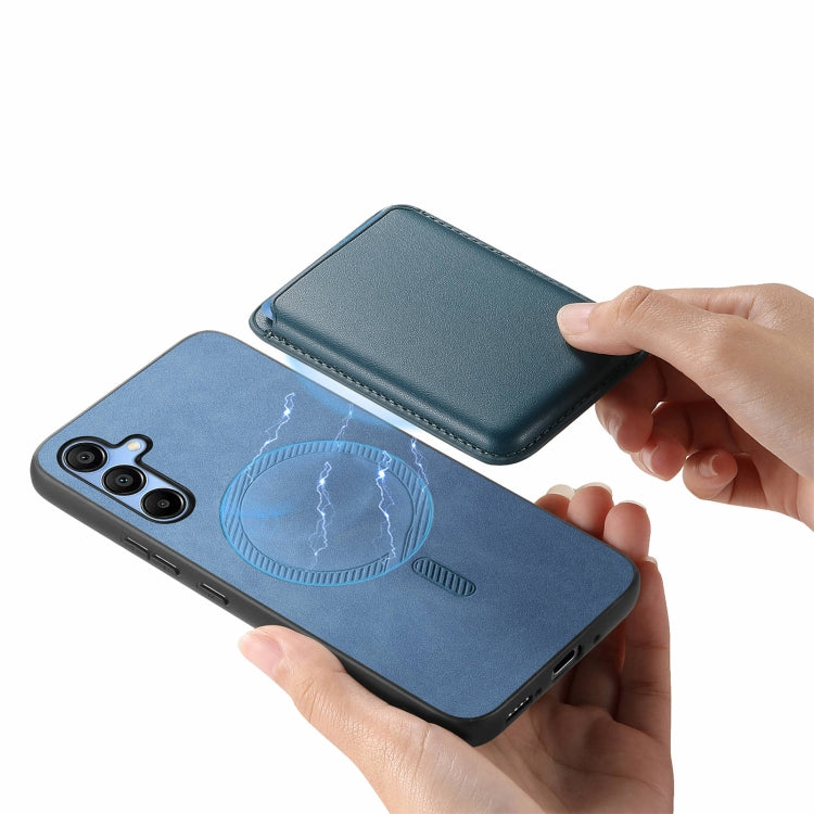 For Samsung Galaxy A16 Retro Magsafe Card Bag PU Back Cover Phone Case