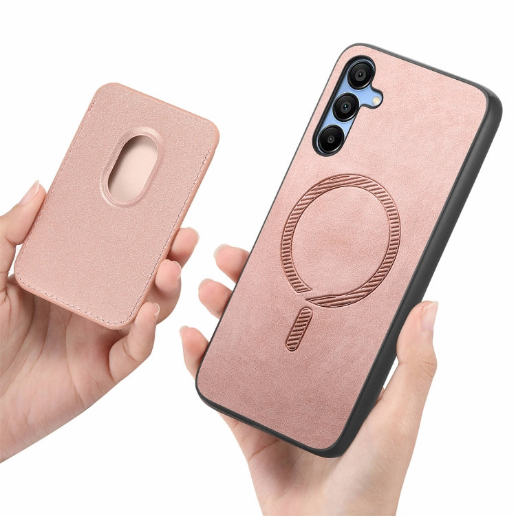 For Samsung Galaxy A16 Retro Magsafe Card Bag PU Back Cover Phone Case