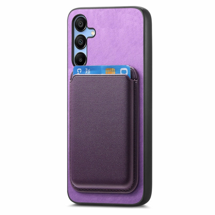 For Samsung Galaxy A16 Retro Magsafe Card Bag PU Back Cover Phone Case