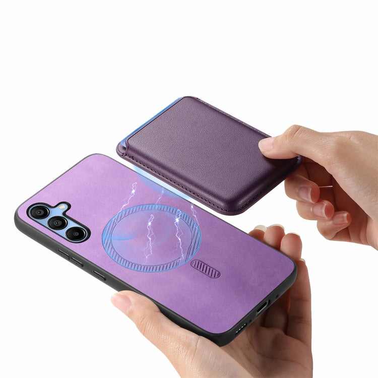 For Samsung Galaxy A16 Retro Magsafe Card Bag PU Back Cover Phone Case