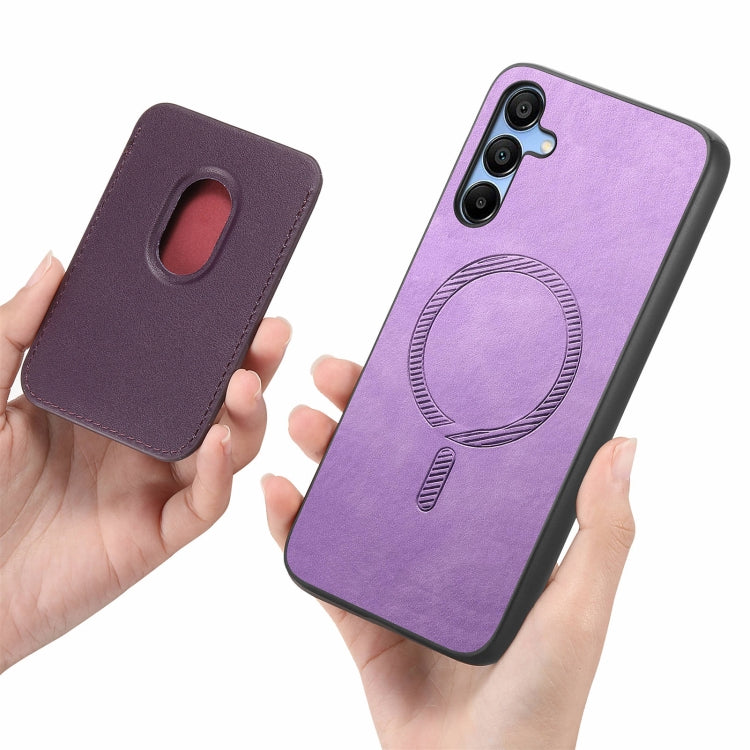 For Samsung Galaxy A16 Retro Magsafe Card Bag PU Back Cover Phone Case