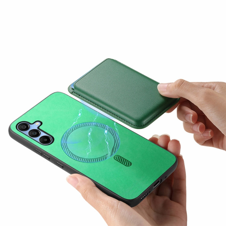 For Samsung Galaxy A16 Retro Magsafe Card Bag PU Back Cover Phone Case