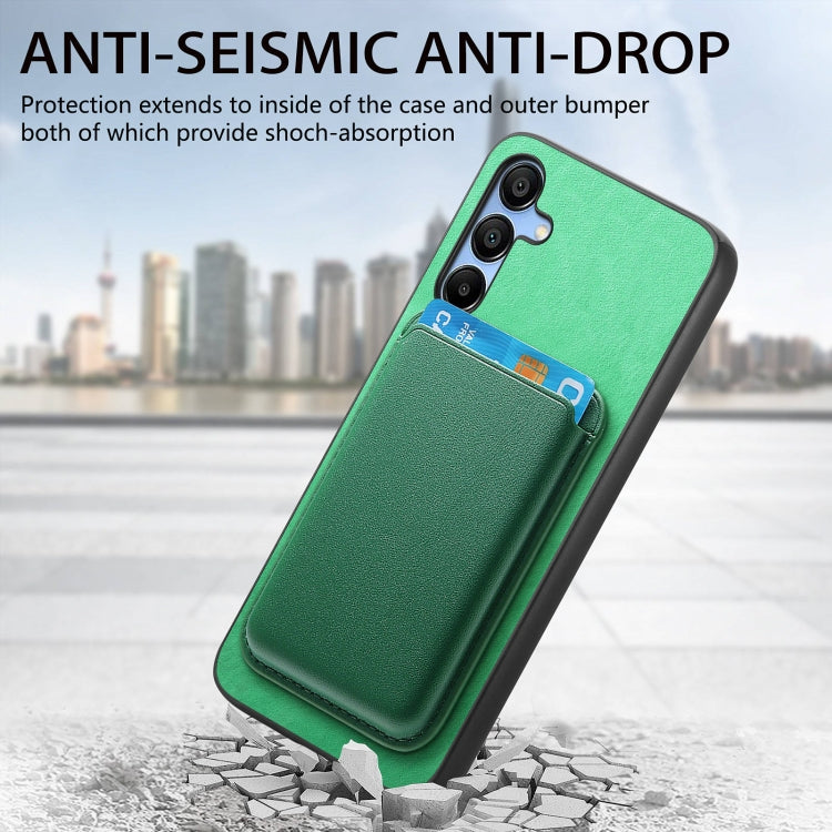 For Samsung Galaxy A16 Retro Magsafe Card Bag PU Back Cover Phone Case