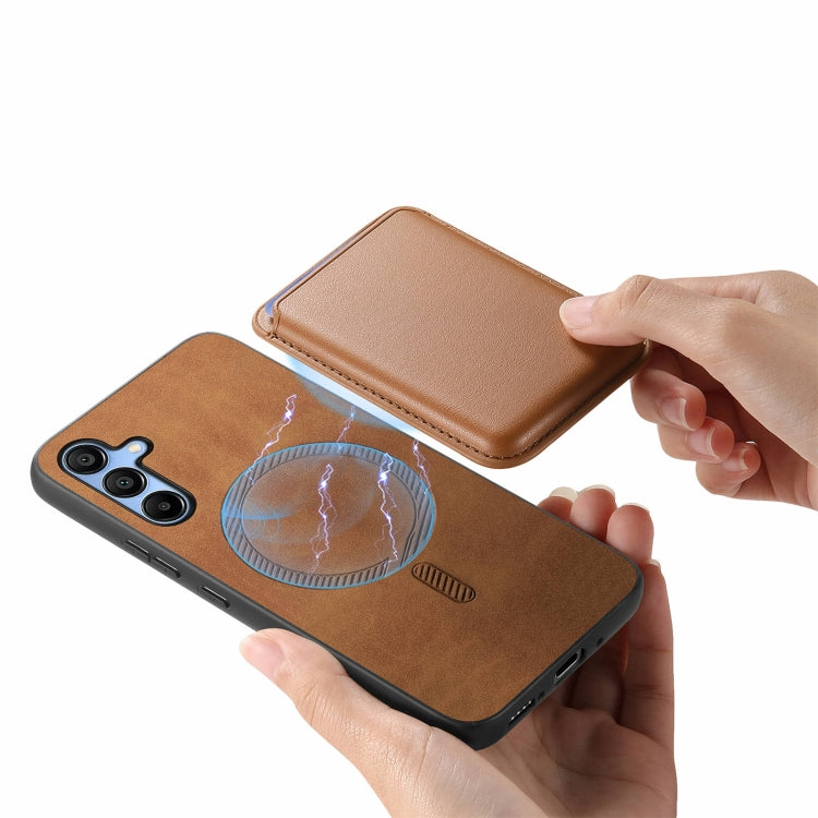 For Samsung Galaxy A16 Retro Magsafe Card Bag PU Back Cover Phone Case