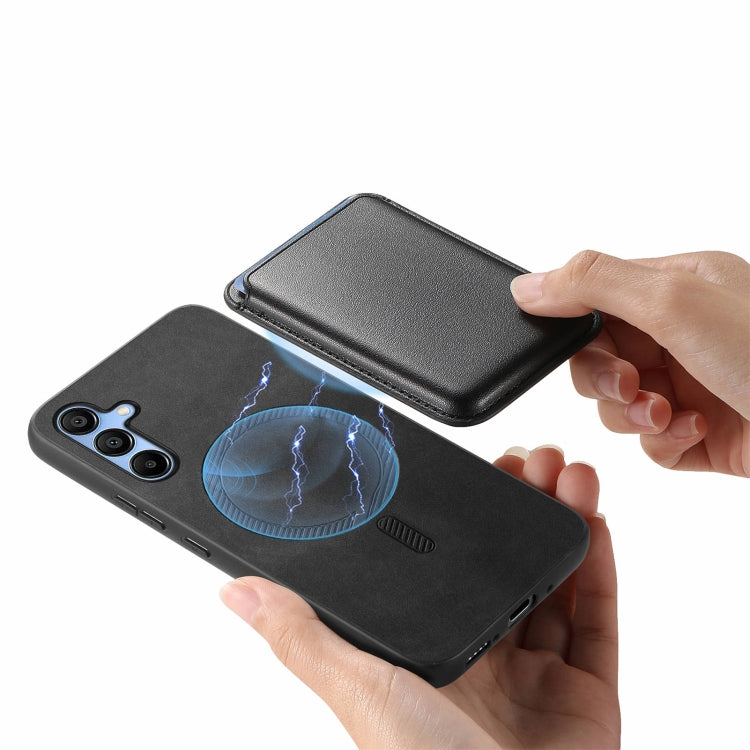 For Samsung Galaxy A16 Retro Magsafe Card Bag PU Back Cover Phone Case