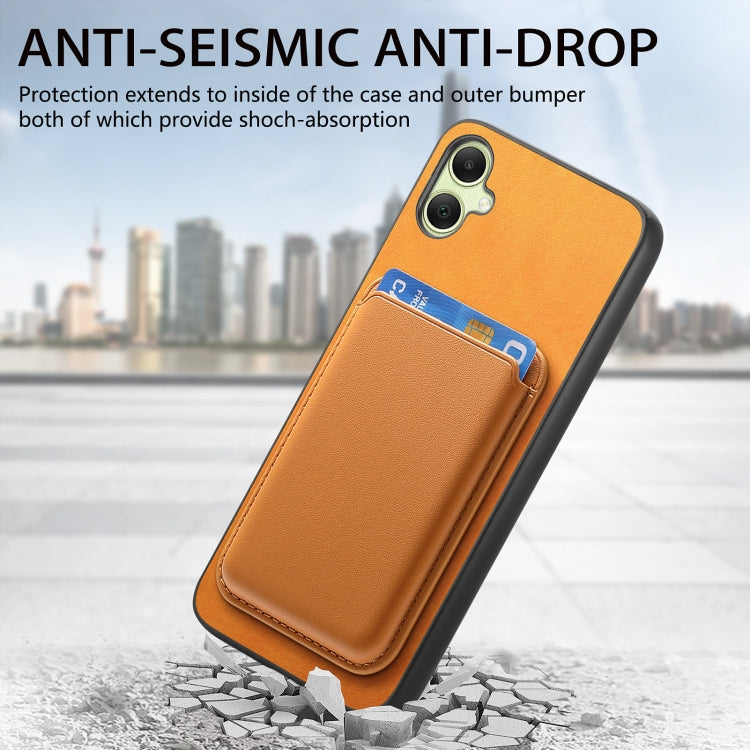 For Samsung Galaxy A06 4G Retro Magsafe Card Bag PU Back Cover Phone Case