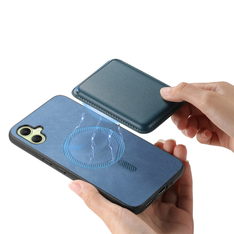 For Samsung Galaxy A06 4G Retro Magsafe Card Bag PU Back Cover Phone Case