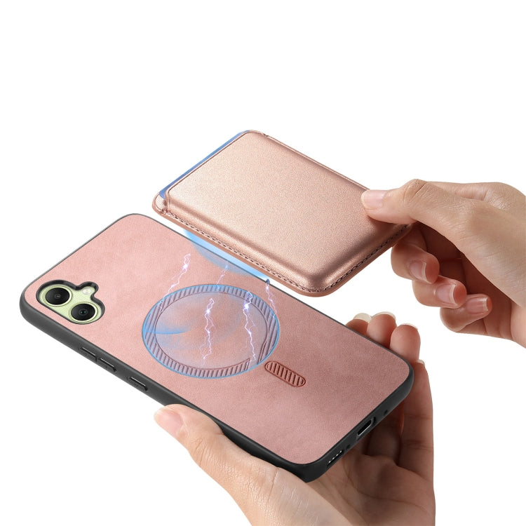 For Samsung Galaxy A06 4G Retro Magsafe Card Bag PU Back Cover Phone Case