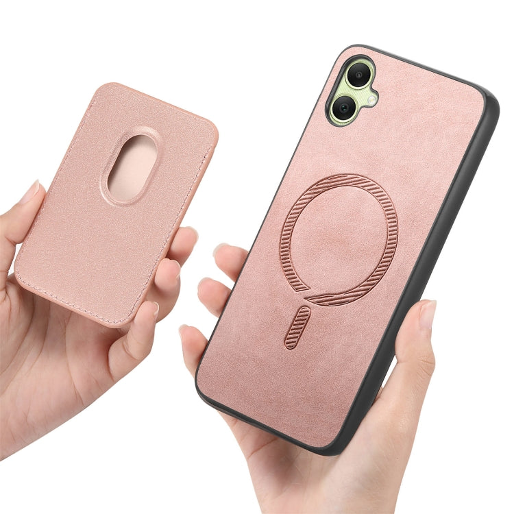 For Samsung Galaxy A06 4G Retro Magsafe Card Bag PU Back Cover Phone Case