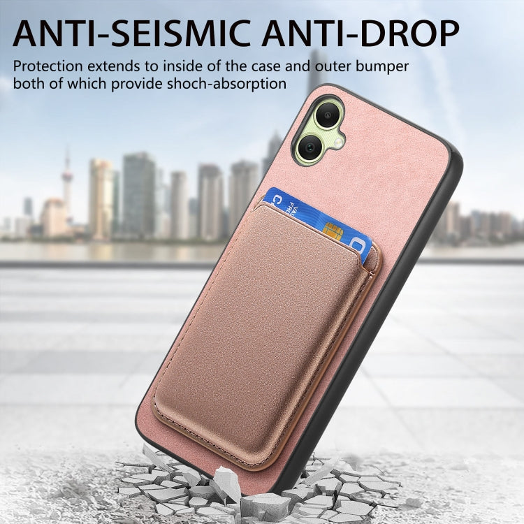 For Samsung Galaxy A06 4G Retro Magsafe Card Bag PU Back Cover Phone Case