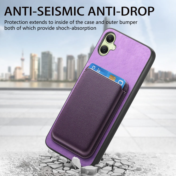 For Samsung Galaxy A06 4G Retro Magsafe Card Bag PU Back Cover Phone Case