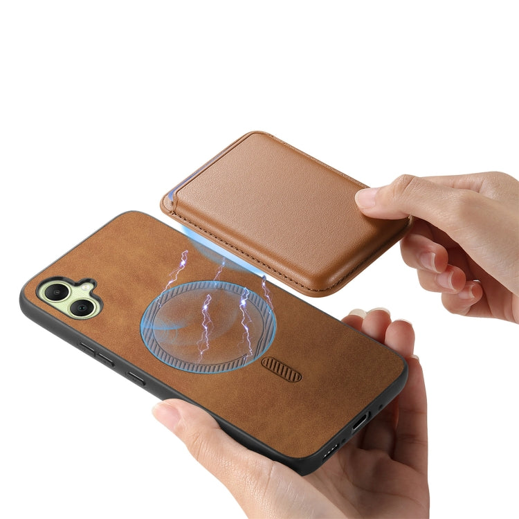 For Samsung Galaxy A06 4G Retro Magsafe Card Bag PU Back Cover Phone Case