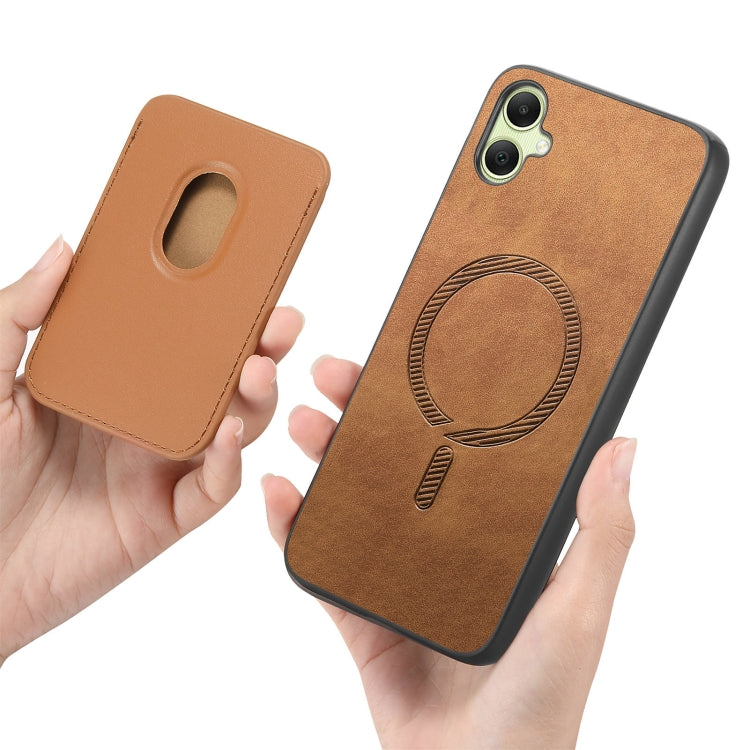 For Samsung Galaxy A06 4G Retro Magsafe Card Bag PU Back Cover Phone Case
