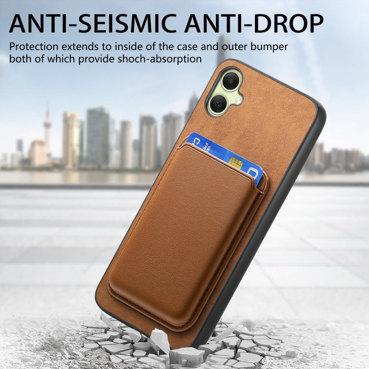 For Samsung Galaxy A06 4G Retro Magsafe Card Bag PU Back Cover Phone Case