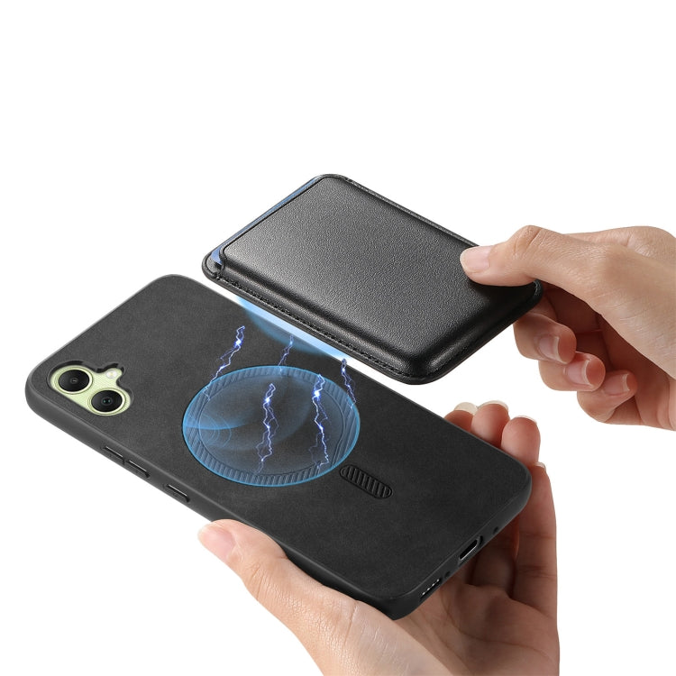 For Samsung Galaxy A06 4G Retro Magsafe Card Bag PU Back Cover Phone Case