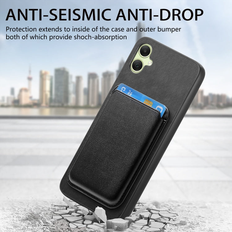 For Samsung Galaxy A06 4G Retro Magsafe Card Bag PU Back Cover Phone Case