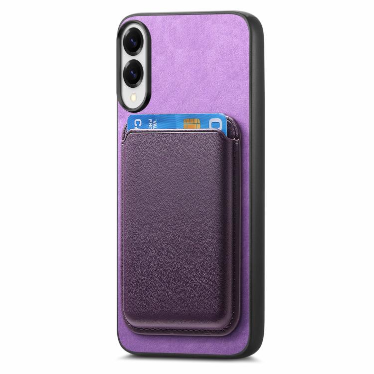 For Samsung Galaxy S25 Edge 5G Retro Magsafe Card Bag PU Back Cover Phone Case