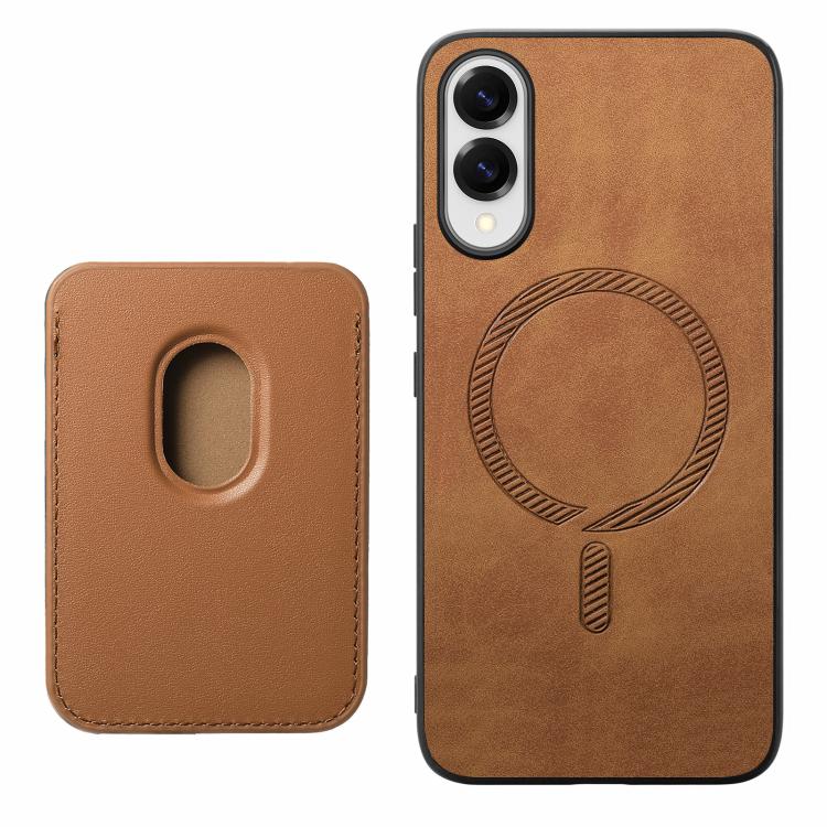 For Samsung Galaxy S25 Edge 5G Retro Magsafe Card Bag PU Back Cover Phone Case