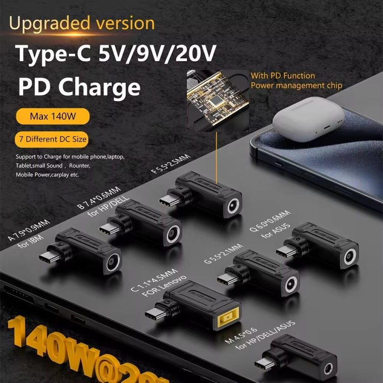 140W Computer Charging Adapter with DC 6.0 x 0.6mm to USB-C / Type-C Port For Lenovo Thinkpad / ThinkBook / Xiaoxin