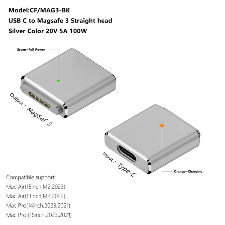 PD100W MagSafe 3 to Type-C Female Magnetic Charging Adapter for MacBook