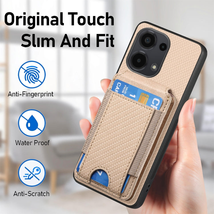 For Xiaomi Redmi Note 13 Pro+ Carbon Fiber Vertical Flip Wallet Stand Phone Case