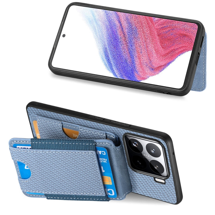 For Xiaomi 15 Pro Carbon Fiber Vertical Flip Wallet Stand Phone Case