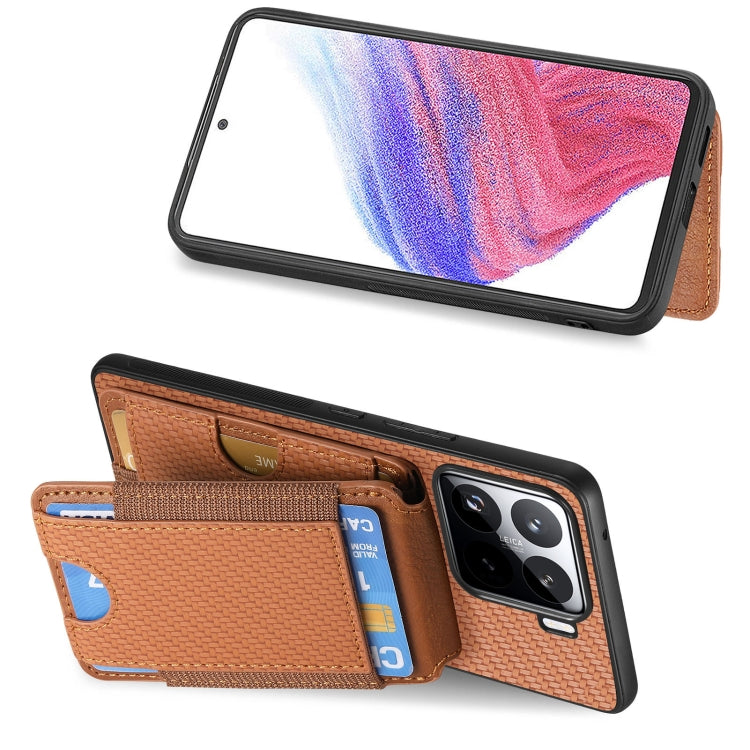 For Xiaomi 15 Pro Carbon Fiber Vertical Flip Wallet Stand Phone Case