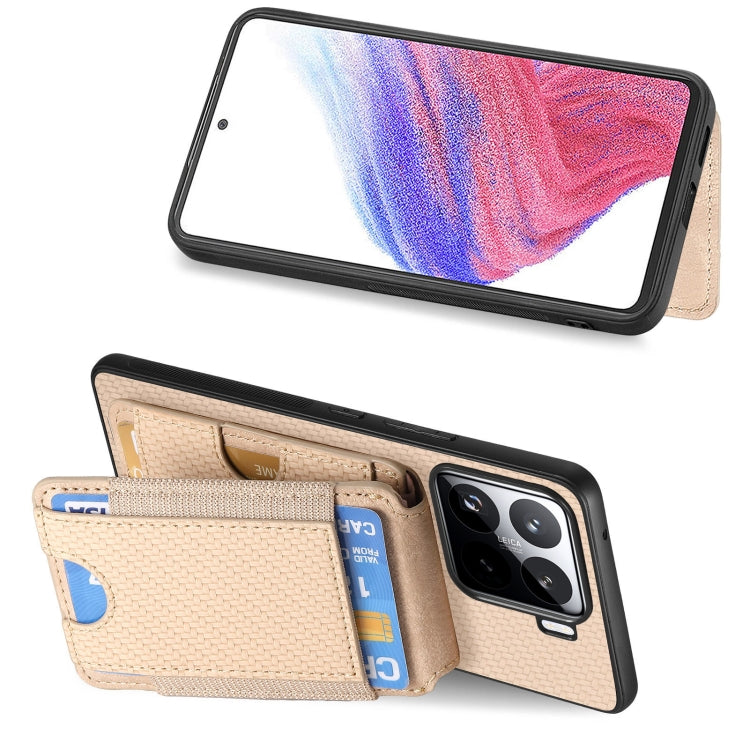 For Xiaomi 15 Pro Carbon Fiber Vertical Flip Wallet Stand Phone Case