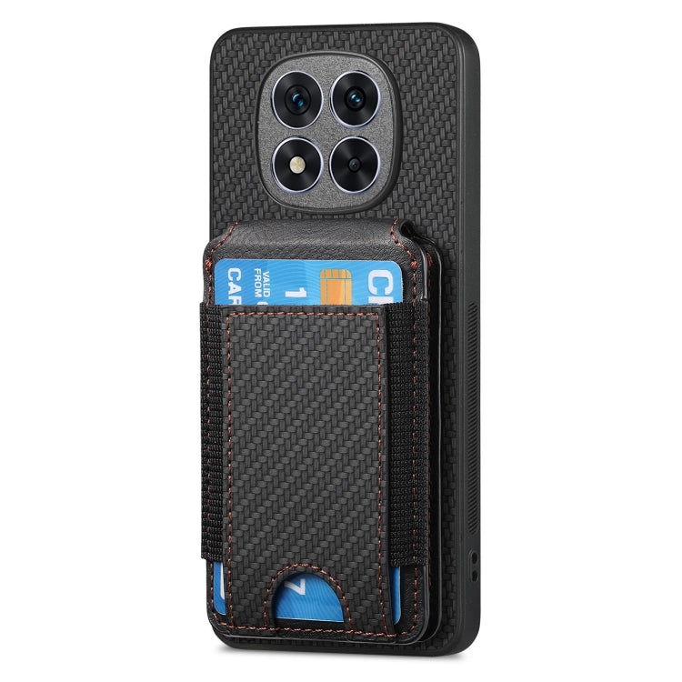For Xiaomi Redmi Note 14 5G Carbon Fiber Vertical Flip Wallet Stand Phone Case