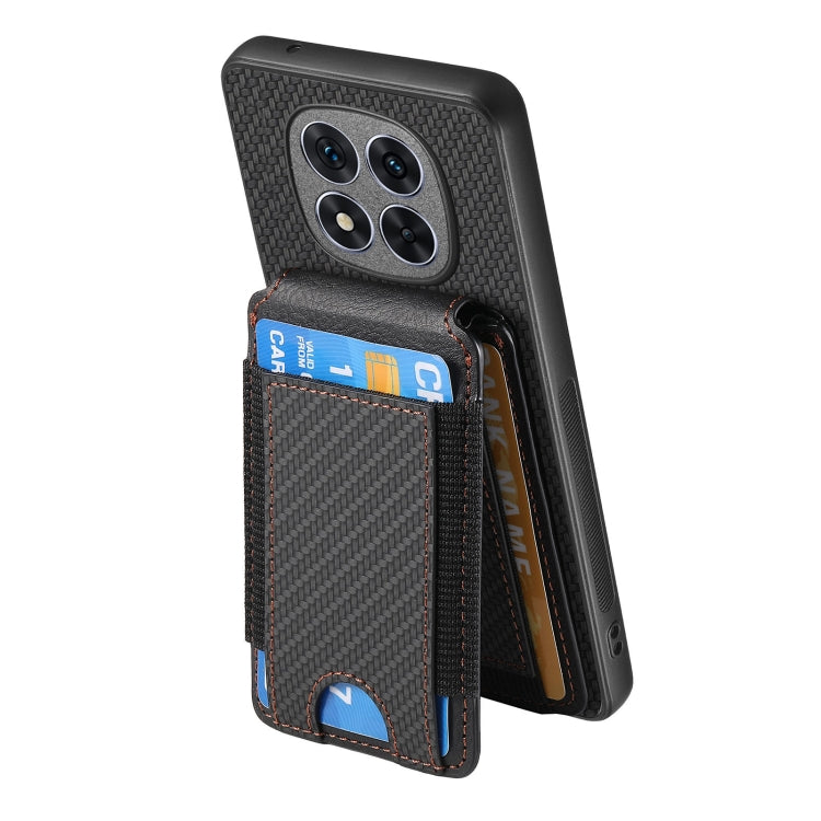 For Xiaomi Redmi Note 14 5G Carbon Fiber Vertical Flip Wallet Stand Phone Case