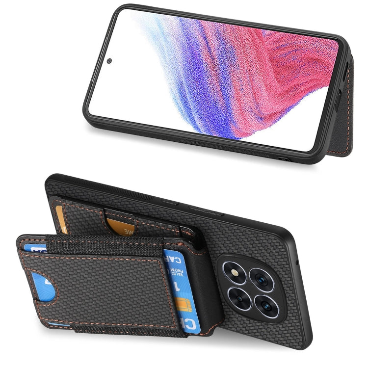 For Xiaomi Redmi Note 14 5G Carbon Fiber Vertical Flip Wallet Stand Phone Case