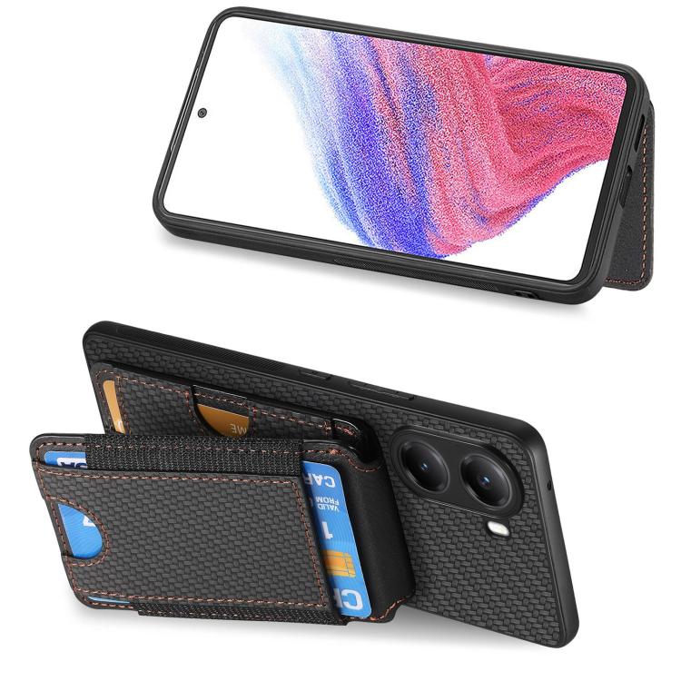 For Redmi Turbo 4 Carbon Fiber Vertical Flip Wallet Stand Phone Case