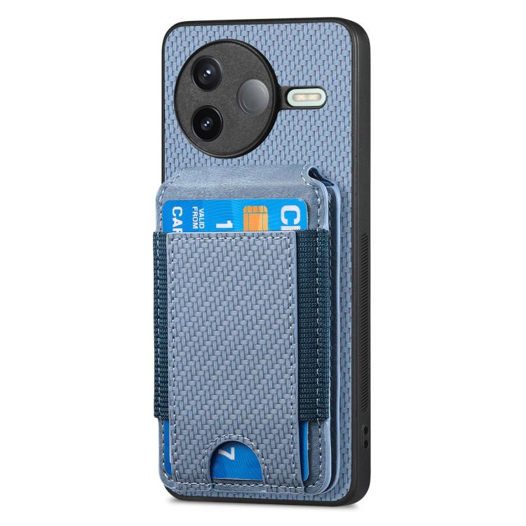 For Redmi K80 / Poco F7 Pro Carbon Fiber Vertical Flip Wallet Stand Phone Case