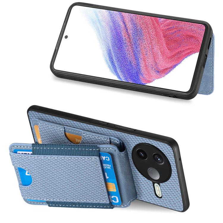 For Redmi K80 / Poco F7 Pro Carbon Fiber Vertical Flip Wallet Stand Phone Case
