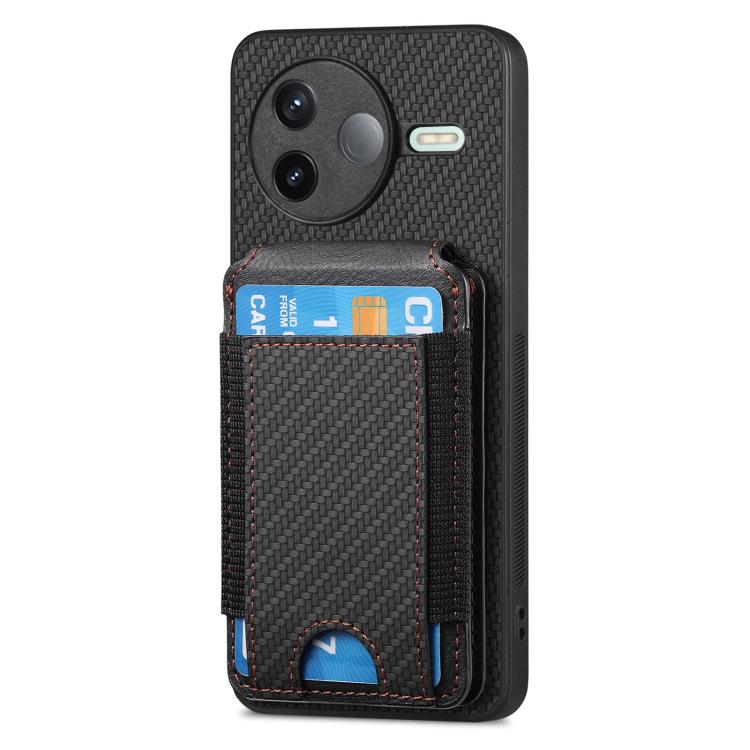 For Redmi K80 / Poco F7 Pro Carbon Fiber Vertical Flip Wallet Stand Phone Case