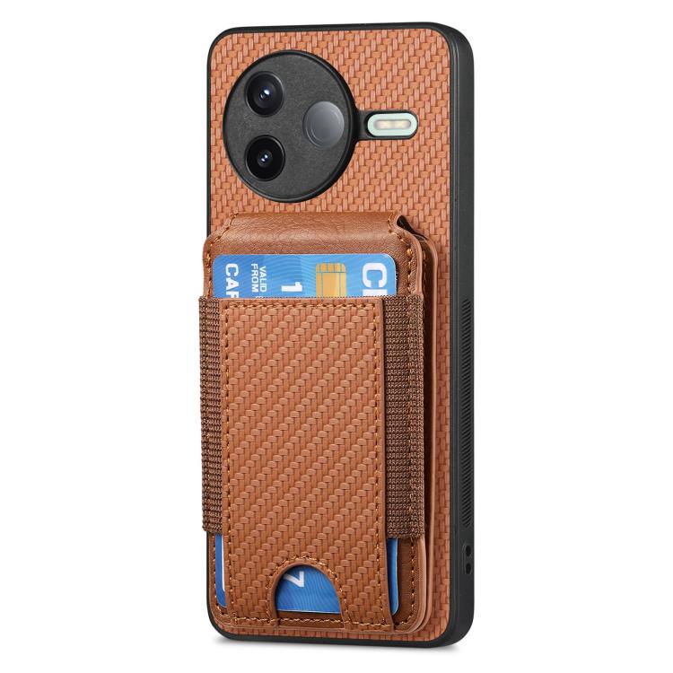 For Redmi K80 / Poco F7 Pro Carbon Fiber Vertical Flip Wallet Stand Phone Case